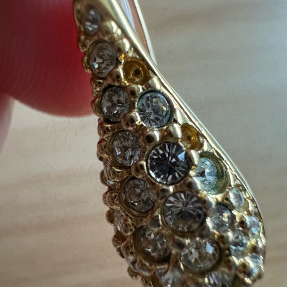 Vintage Swarovski Pave Teardrop Earrings Gold Filled Earwires Swan Signed Bridal - Picture 11 of 13